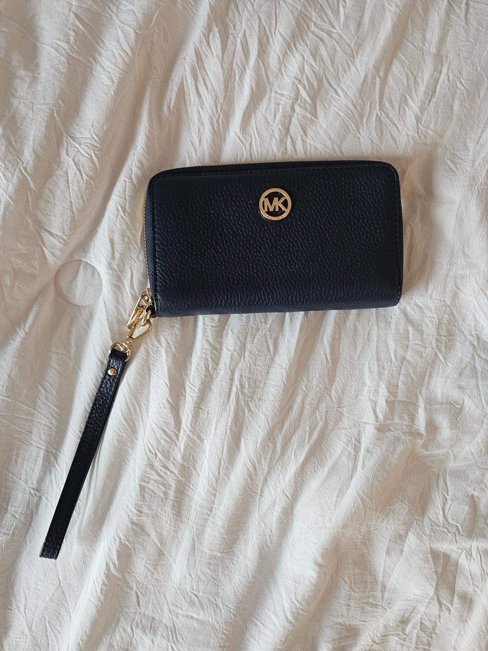 Michael Kors Navy Leather Zip Wristlet Wallet